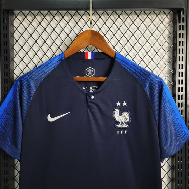 Camisa França Home 2018 Retrô - Azul Escuro