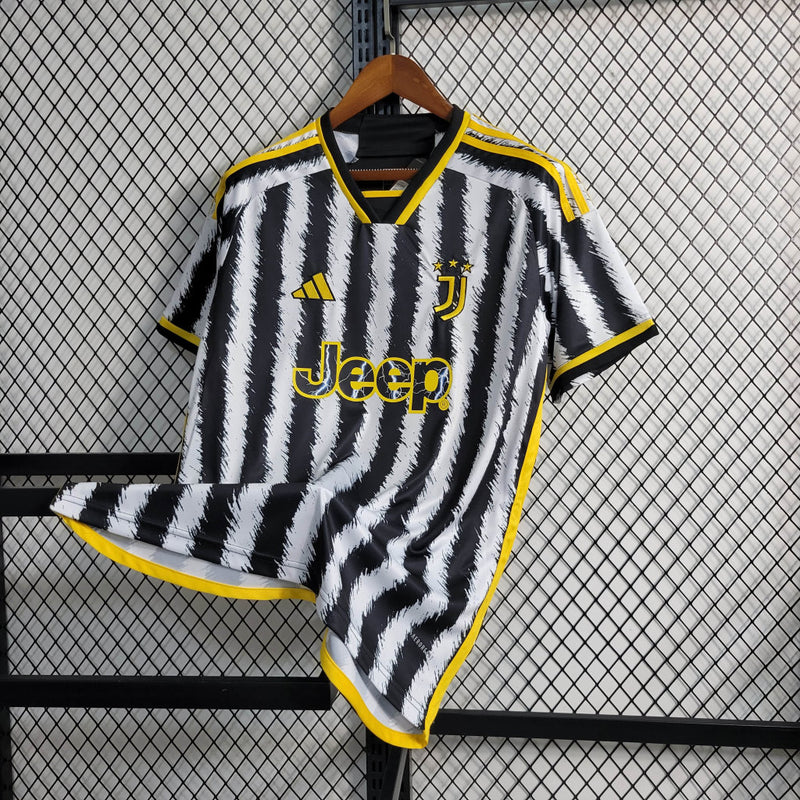 Camisa Juventus Home I 23/24 Torcedor Adidas Masculino - Preto e Branco