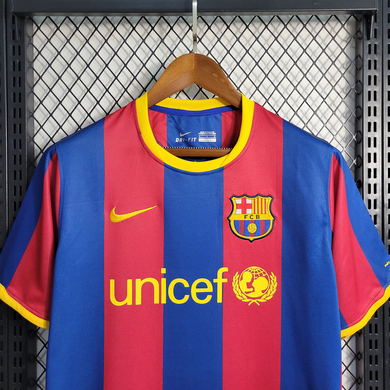 Camisa Barcelona Home 10/11 Retrô - Azul+Grená