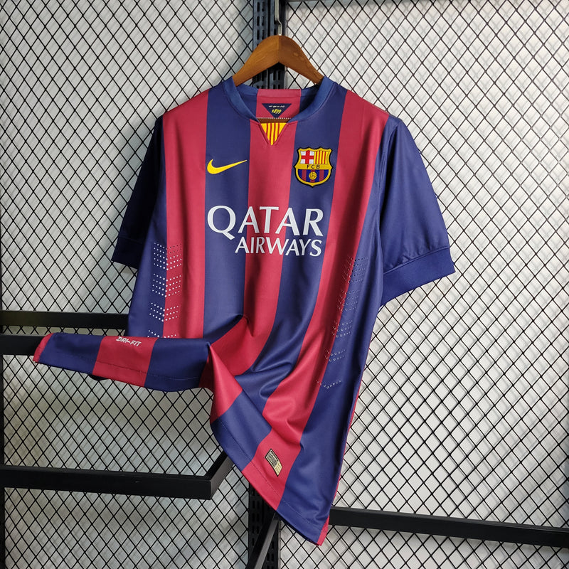 Camisa Barcelona Retrô| 14/15 Torcedor Masculino - Azul e Grená