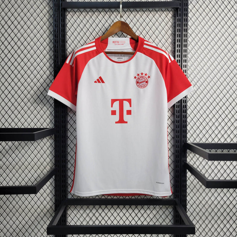 Camisa Bayern Munchen Home I 23/24 Torcedor Adidas Masculino - Branco e Vermelho
