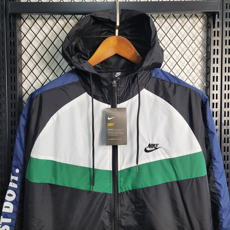 Jaqueta Corta-Vento Nike Just Do It - Preto, verde e azul