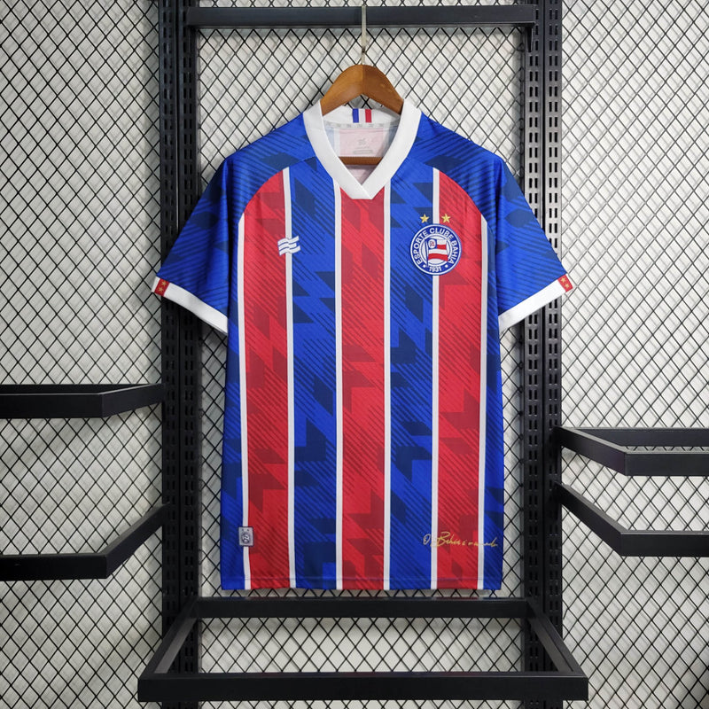 Camisa Bahia Home I 23/24 Torcedor Esquadrão Masculino - Azul e Vermelho