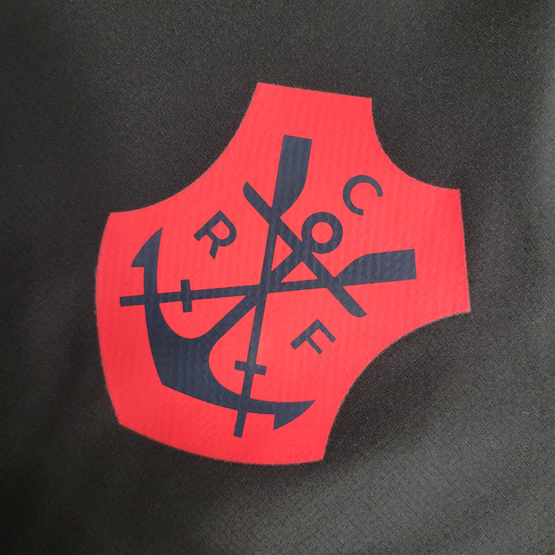 Jaqueta Corta-Vento Flamengo Logo Vermelha 23/24 Masculino Adidas - Preto