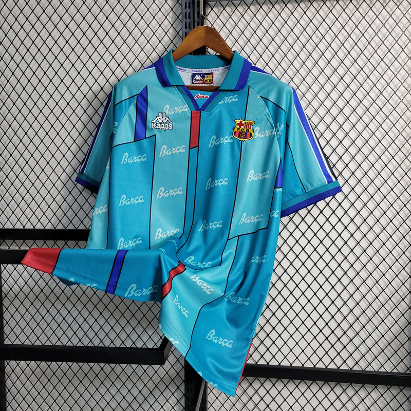 Camisa Barcelona Away 95/97 Retrô - Azul Ciano