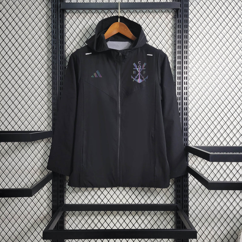 Jaqueta Corta-Vento Flamengo Logo Refletivo 23/24 Masculino Adidas - Preto