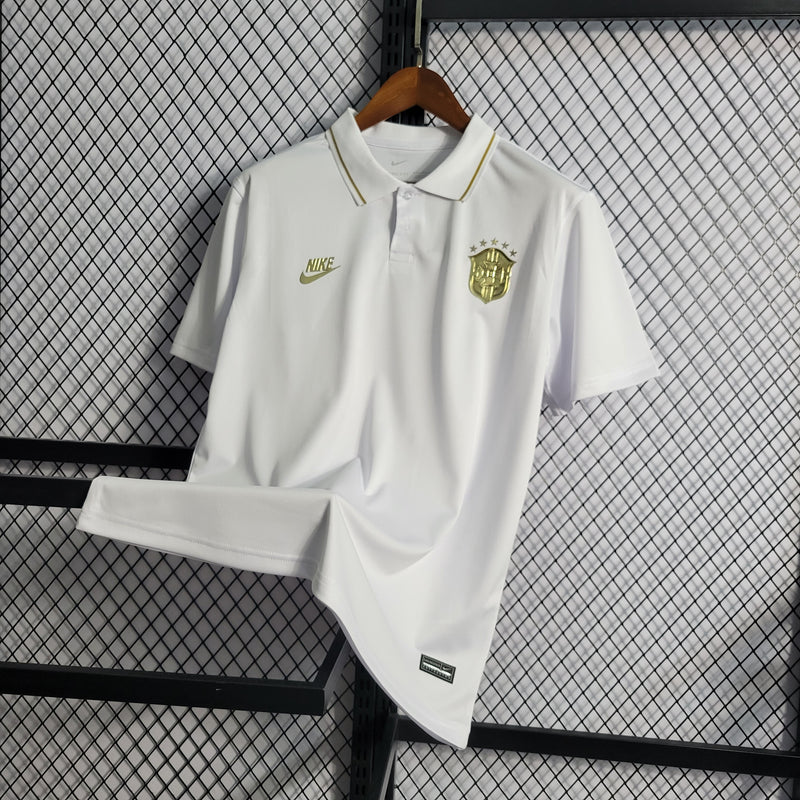 Camisa Brasil Polo Gold White | Torcedor Nike Masculino - Branco