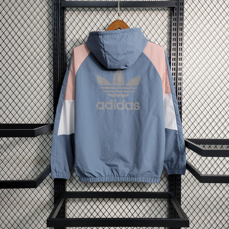 Jaqueta Corta-Vento Refletivo Adidas - Azul e Rosa