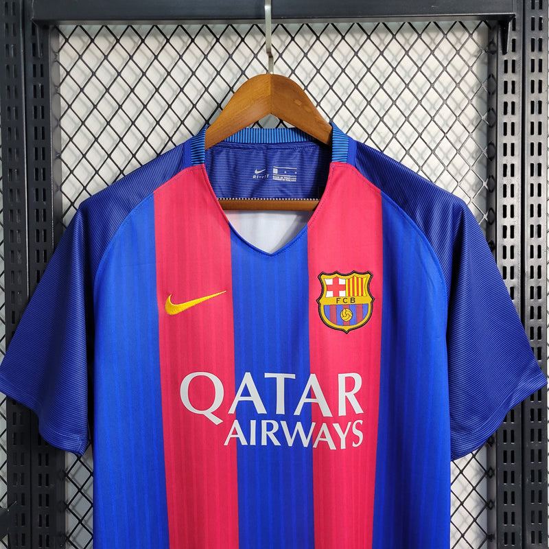 Camisa Barcelona Home 16/17 Retrô - Azul+Grená