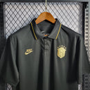 Camisa Brasil Polo Gold Black | Torcedor Nike Masculino - Preto