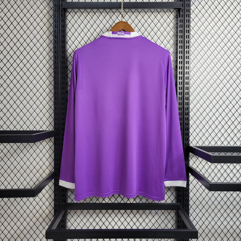 Camisa Real Madrid Retrô 17/18 | Torcedor Adidas Masculino - Roxo - Manga Longa