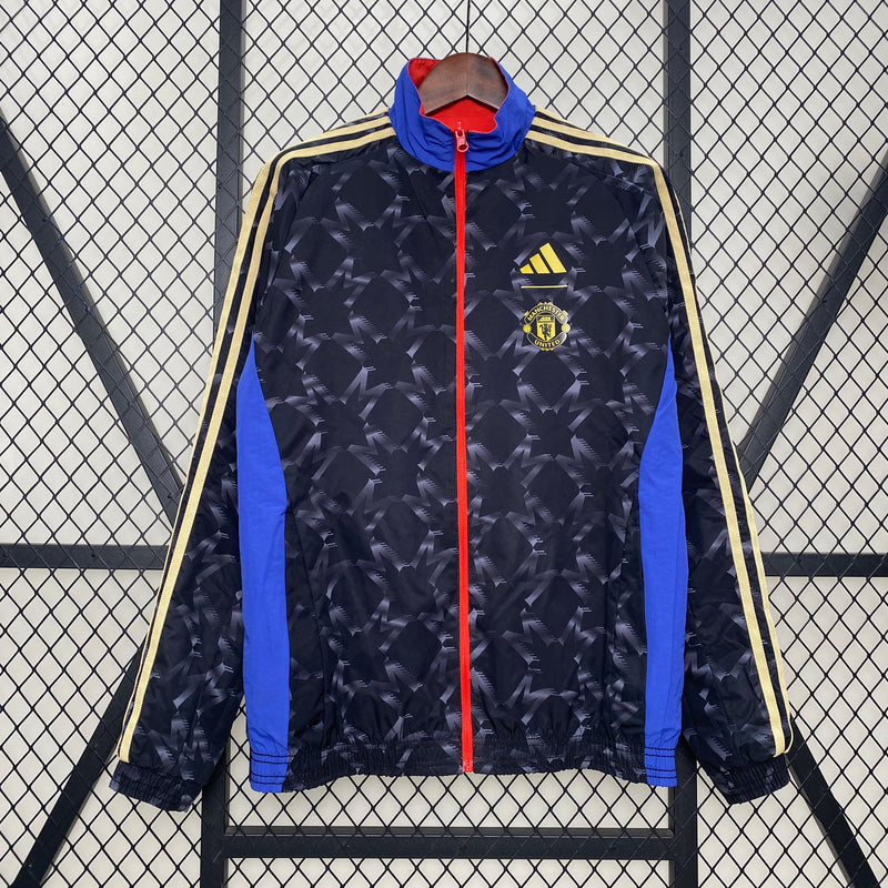 Jaqueta Corta-Vento Manchester United Dupla-Face 24/25 Masculino Adidas - Vermelho