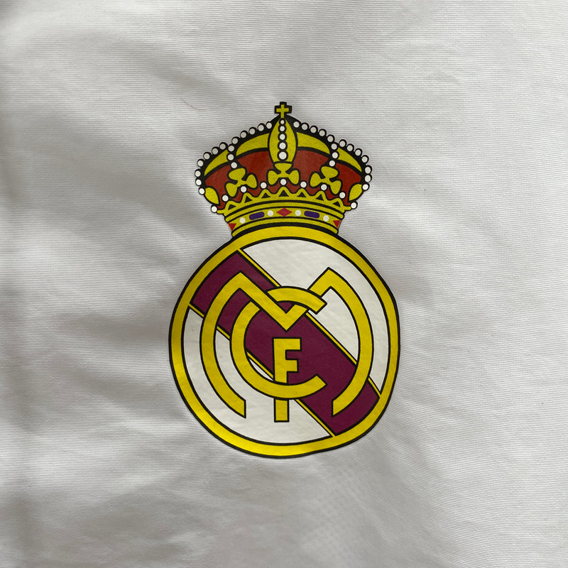 Jaqueta Corta-Vento Real Madrid 24/25 Masculino Adidas - Branco Amarelo